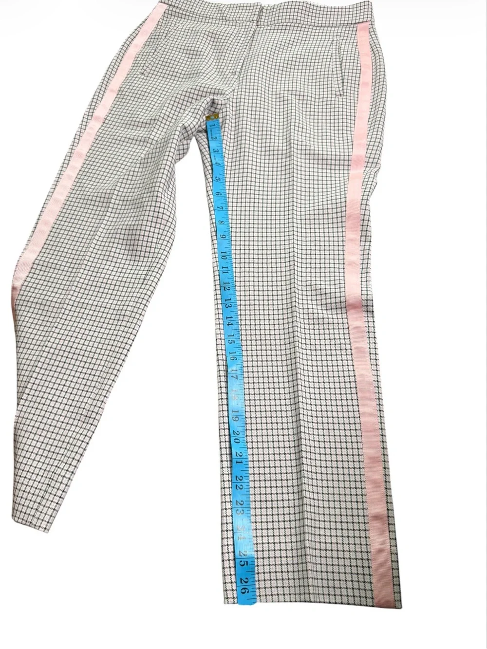 ME+EM Feminine Check Slim Crop Pants Pink Ribbon Side Stripe Women’s US 4 - Picture 7 of 8